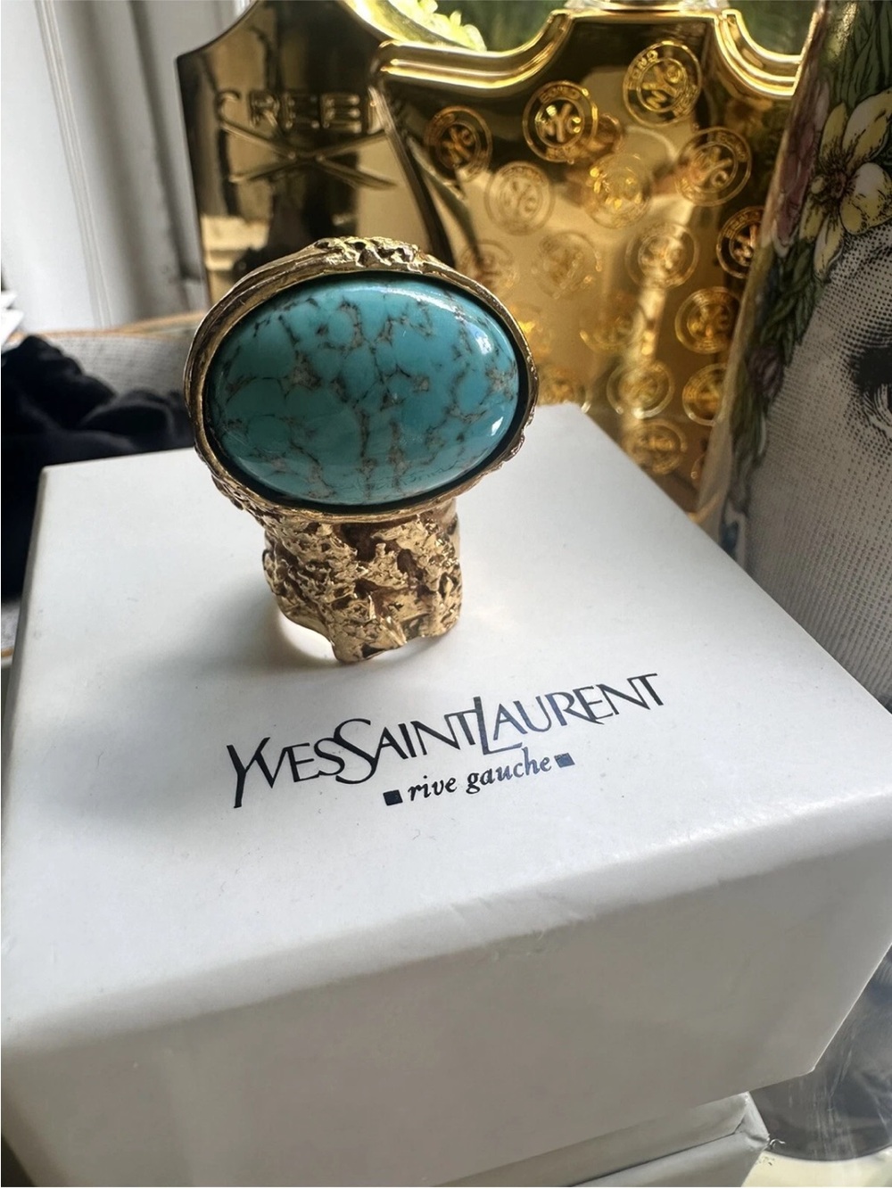 Yves Saint Laurent AUTHENTIC vintage ring with box. Size 5 STATEMENT RING